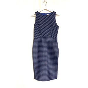 Altuzarra Womens Dress 40 M Sleeveless Blue Plaid Bodycon Knee Length Textured
